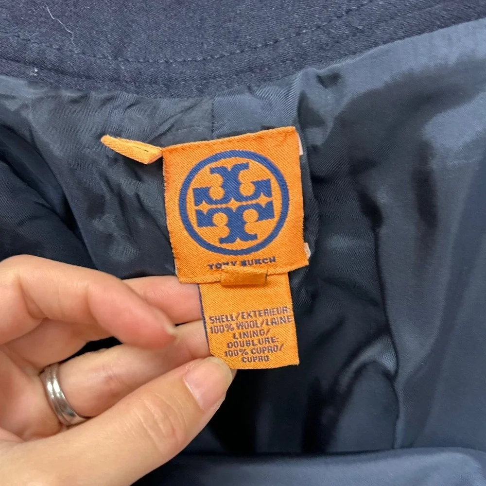 Tory Burch Wool Sailor Style Wide Leg‎ Pants Navy 2